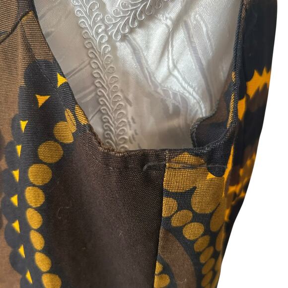 Vintage Brown Yellow Abstract Shift Dress Womens Sz Small Sleeveless Maxi Earthy - Picture 11 of 15